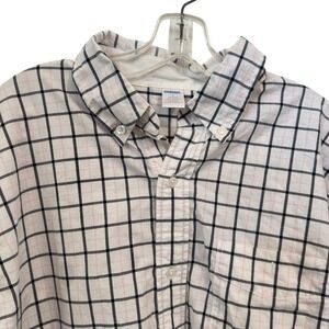 Gymboree Button Down Shirt 2006 Vintage White Navy Pink Grid Check Cotton Large